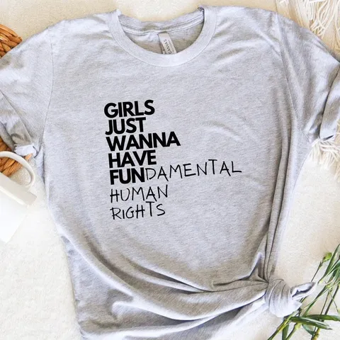 Γυναικείο Ανδρικό Κοντομάνικο T-Shirt Σενίλ Σπάντεξ Casual Σύνθημα Γραφικό Τύπωμα Top Girls Fundamental Human Rights Tee Shirt Unisex Καλοκαιρινά Ρούχα