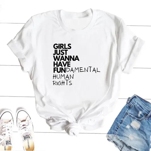 Γυναικείο Ανδρικό Κοντομάνικο T-Shirt Σενίλ Σπάντεξ Casual Σύνθημα Γραφικό Τύπωμα Top Girls Fundamental Human Rights Tee Shirt Unisex Καλοκαιρινά Ρούχα