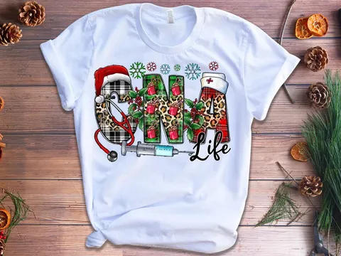 Christmas Nurse Teacher Graphic T-Shirt For Women Men Spandex Cotton Blend White Short Sleeve Top Holiday Party Casual Tees