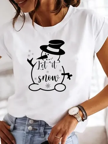 Γυναικείο Ανδρικό Χριστουγεννιάτικο T-Shirt Casual Κοντό Μανίκι Στρογγυλή Λαιμόκοψη Λινό Top Γιορτινό Graphic Tee Τάρανδος Χριστουγεννιάτικο Δέντρο