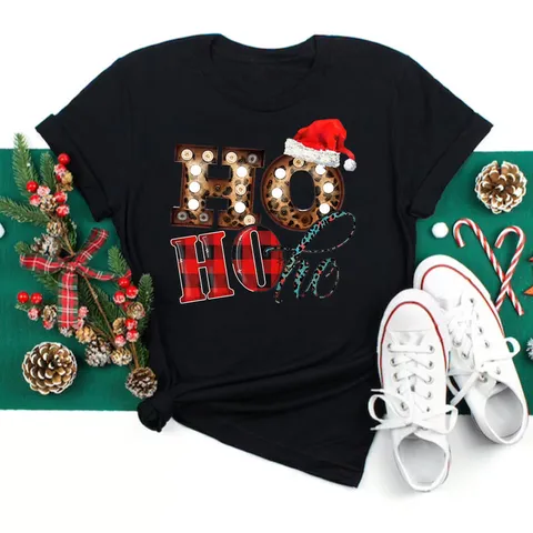 Kerstman Bedrukt T-Shirt Voor Heren Vrouwen Unisex Korte Mouwen Ronde Hals Casual Feestelijke Top Kerstkleding