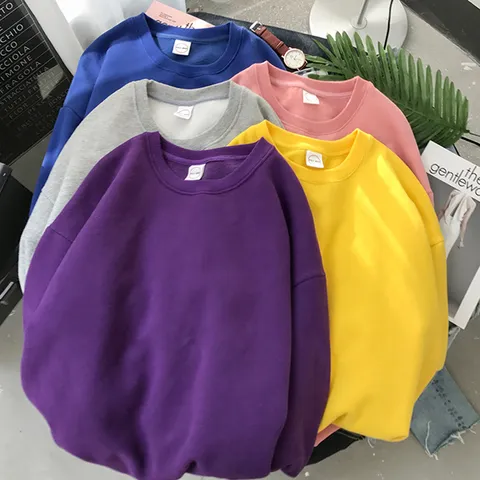 Women Round Neck Long Sleeve Corduroy Sweatshirt Basic Solid Color Loose Pullover Casual Top For Daily Wear Autumn Spring