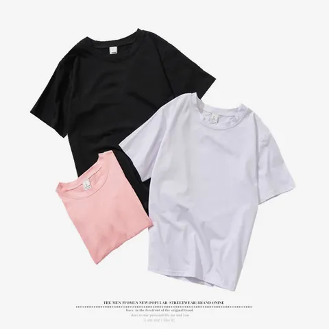 Men Casual Cotton Blend T-Shirt Basic Solid Color Round Neck Short Sleeve Top DIY Printed Cultural Advertising Tee
