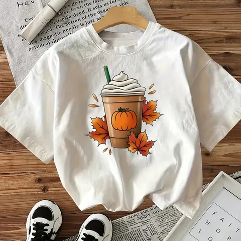 Damen Baumwolle Halloween Kürbis T-Shirt Kurzarm Rundhals Herbst Ahornblatt Druck Top Lässiges Festliches Shirt