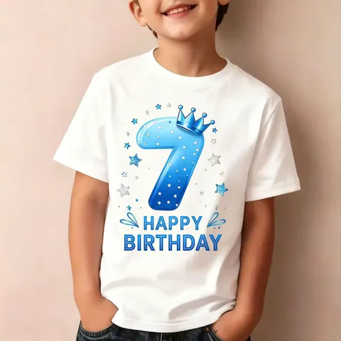 Παιδικό T-Shirt Γενεθλίων Βαμβακερό Κοντό Μανίκι Top Εκτύπωση Αριθμού Γενεθλίων για Αγόρια Κορίτσια Ρούχα