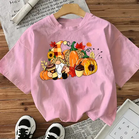 Dames Halloween Pompoen Gnoom Print Korte Mouw T-Shirt Casual Ronde Hals Katoenmix Top Herfst Vakantie Grafische Tee