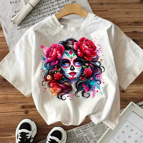 Dames Casual Korte Mouw T-Shirt Losse Fit Ronde Hals Vintage Grafische Print Katoen Top Voor Dagelijks
