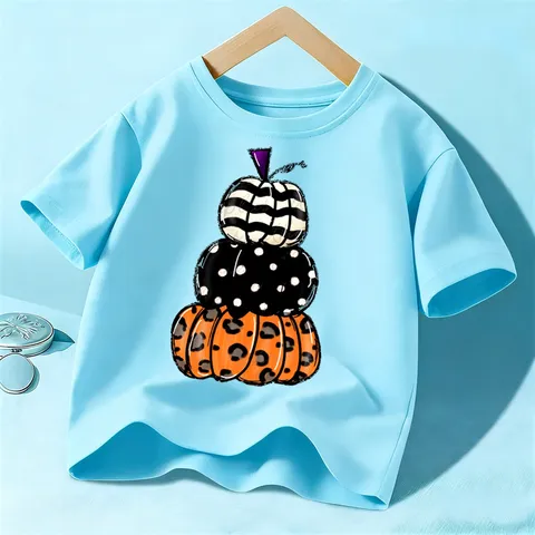 Kinder Unisex Halloween Kürbis Druck Kurzarm T-Shirt Kinder Casual Baumwolle Festival Top