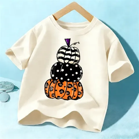 Kinder Unisex Halloween Kürbis Druck Kurzarm T-Shirt Kinder Casual Baumwolle Festival Top