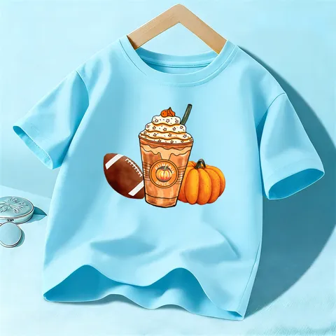 Kinder Halloween Kürbis Druck Kurzarm T-Shirt Unisex Casual Reine Baumwolle Rundhalsausschnitt Sommer Top