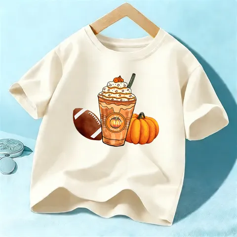 Kinder Halloween Kürbis Druck Kurzarm T-Shirt Unisex Casual Reine Baumwolle Rundhalsausschnitt Sommer Top
