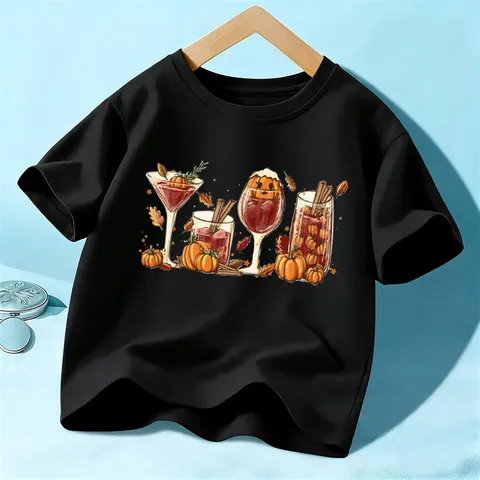 Camiseta De Algodón Manga Corta Cuello Redondo Halloween Niños Fiesta Top