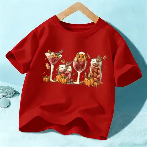 Camiseta De Algodón Manga Corta Cuello Redondo Halloween Niños Fiesta Top