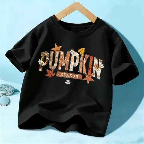 Kids Halloween Short Sleeve T Shirt 100 Cotton Pumpkin Season Graphic Tee Boys Girls Festive Casual Top