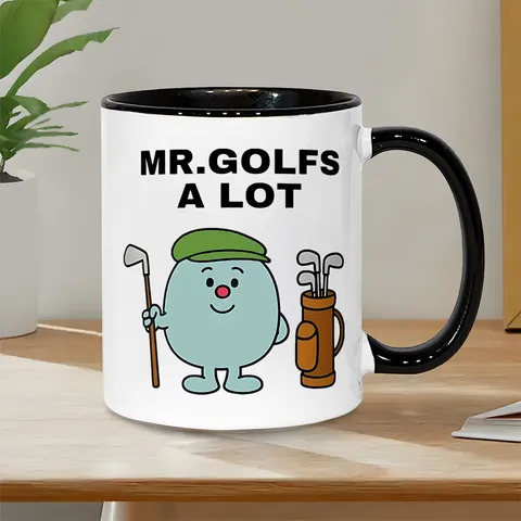 Golf Thema Cartoon Keramische Koffiemok Beenderporselein Waterkop Met Handvat Voor Kantoor Thuis Dagelijks Gebruik Cadeau