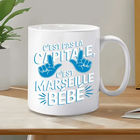 Αστεία Γαλλική Κούπα Καφέ από Πορσελάνη Bone China με Σύνθημα Μασσαλίας και Μοτίβο Χειρονομίας Κούπα Νeru