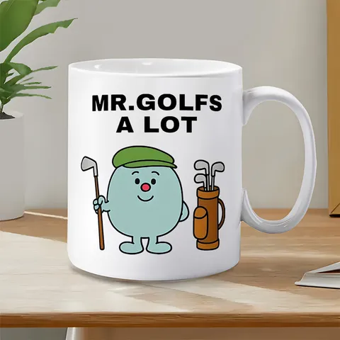 Golf Thema Cartoon Keramische Koffiemok Beenderporselein Waterkop Met Handvat Voor Kantoor Thuis Dagelijks Gebruik Cadeau
