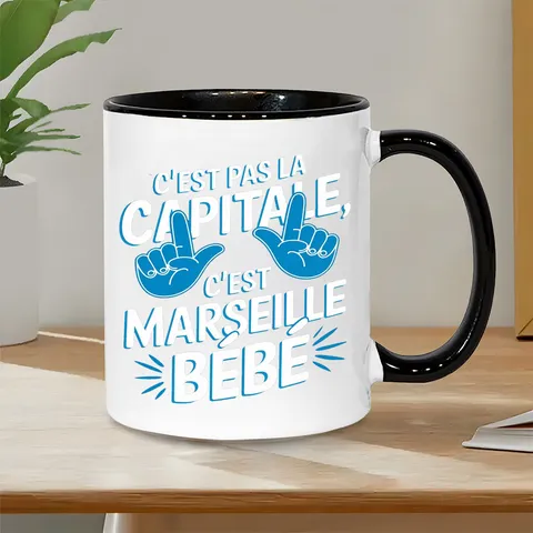 Αστεία Γαλλική Κούπα Καφέ από Πορσελάνη Bone China με Σύνθημα Μασσαλίας και Μοτίβο Χειρονομίας Κούπα Νeru