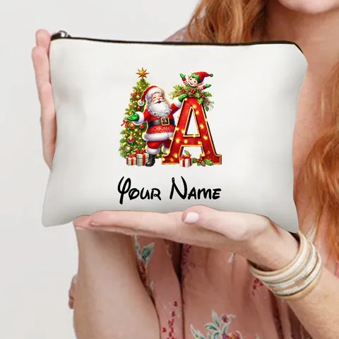 Weihnachten Weihnachtsmann Baum Buchstabe Bedruckt Leinwand Kosmetiktasche Urlaubsgeschenk Make-up Beutel Reise Aufbewahrungstasche