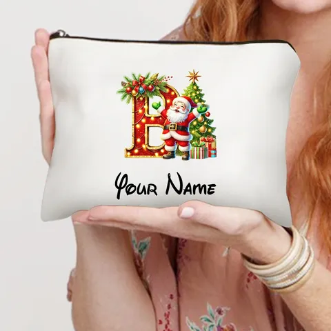 Weihnachten Weihnachtsmann Baum Buchstabe Bedruckt Leinwand Kosmetiktasche Urlaubsgeschenk Make-up Beutel Reise Aufbewahrungstasche