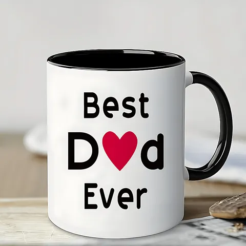 Best Dad Ever Mug à Café en Porcelaine d'Os Tasse à Thé en Céramique Blanche Avec Motif Cœur Cadeau Fête des Pères Bureau Maison