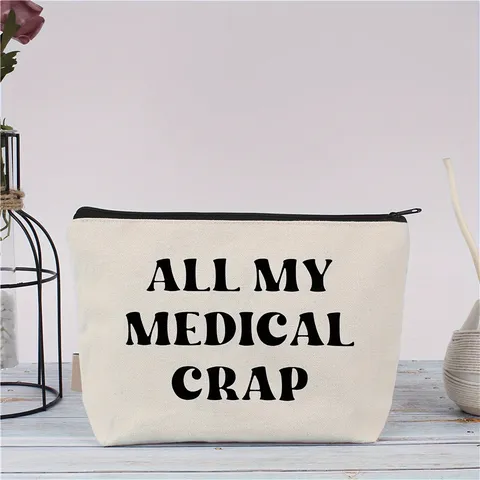 Portable Travel Makeup Bag Zipper Cosmetic Pouch Letter Print Canvas Toiletry Bag Coin Purse Card Holder Storage Bag