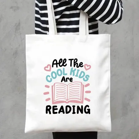 Vintage Canvas Tote Bag Large Capacity Handbag Printed Literary Shoulder Bag For Travel Shopping School Book Lovers Daily Unisex