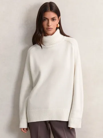 Women's Casual High Neck Knit Sweater Loose Long Sleeve Solid Color Pullover Top For Fall Winter Comfortable Warm Outerwear