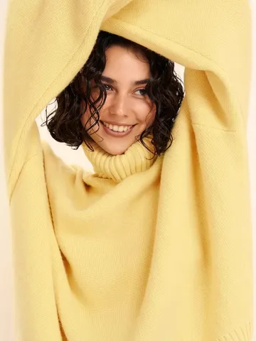 Women Oversized Turtleneck Knit Sweater Casual Loose Long Sleeve Pullover Autumn Winter Soft Viscose Jumper Top