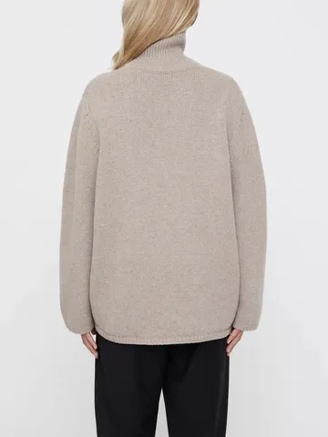 Women Autumn Winter Wool Sweater Loose High Neck Knit Pullover Solid Color Warm Top For Women Office Lady Fashion Sweater