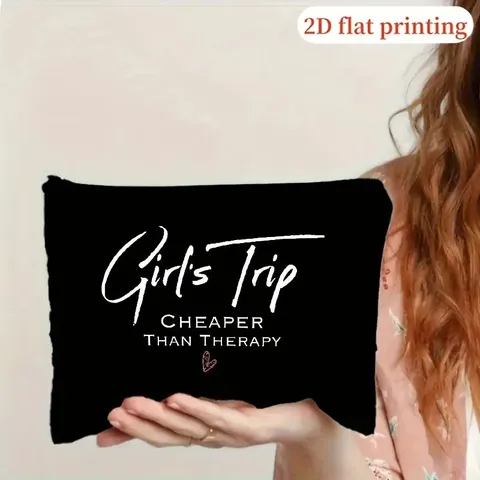 Polyester Makeup Bag Letter Print Zipper Cosmetic Pouch Storage Organizer Coin Purse Gift For Nurses Women Daily Travel