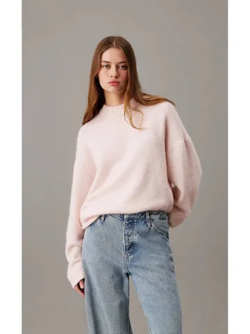 Women's Casual Crew Neck Loose Knitted Sweater Pullover Soft Long Sleeve Solid Pink Autumn Winter Fashion Top For Women