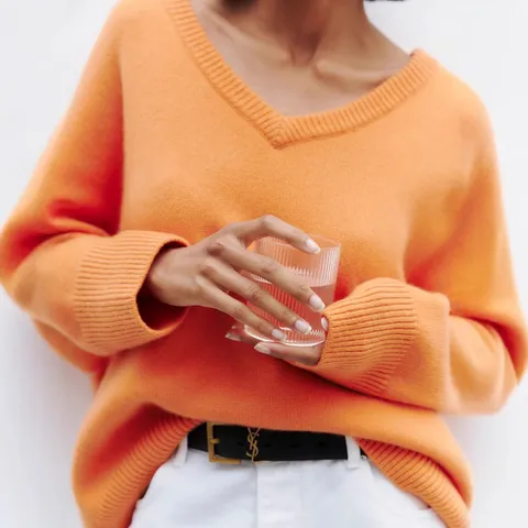 Women's Casual V-Neck Oversized Sweater Loose Long Sleeve Viscose Polyester Blend Knitwear Top Soft Pullover Autumn Winter