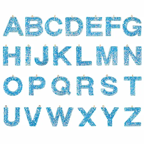 DIY Harz Buchstabe Anhänger Glitzer Epoxid Alphabet Pendants Mit Goldener Öse Für Schlüsselanhänger Schmuckherstellung