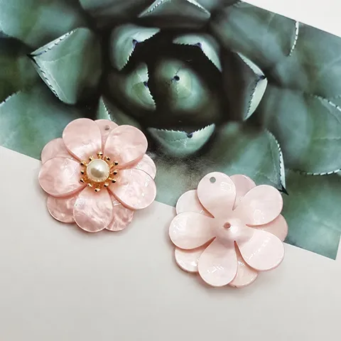 Double Layer 3D Five Petal Flower DIY Jewelry Accessories Acrylic Floral Charms For Earrings Hair Clips Craft Making