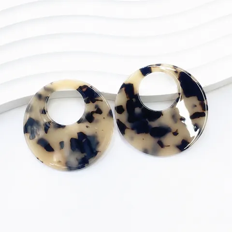 Vintage Acetate Resin Round Ring Pendant DIY Jewelry Making Accessories For Women Earrings Craft Components