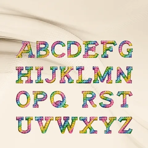 Colorful Gradient Rhinestone Artificial Pearl English Letters Hot Fix Patches DIY Clothing Bags Accessories