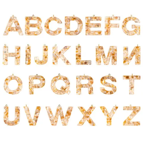 DIY Epoxidharz Muschel Englischer Buchstabe Anhänger Schlüsselanhänger Taschenschmuck Mode Schmuckherstellung Zubehör