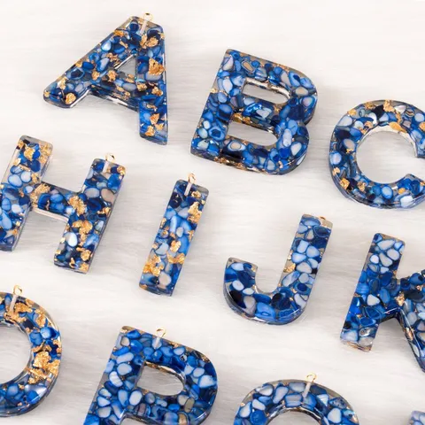 DIY Resin Alphabet Letter Pendants Mixed Color Glitter Sequins Keychains Bag Charm Jewelry Making Accessories