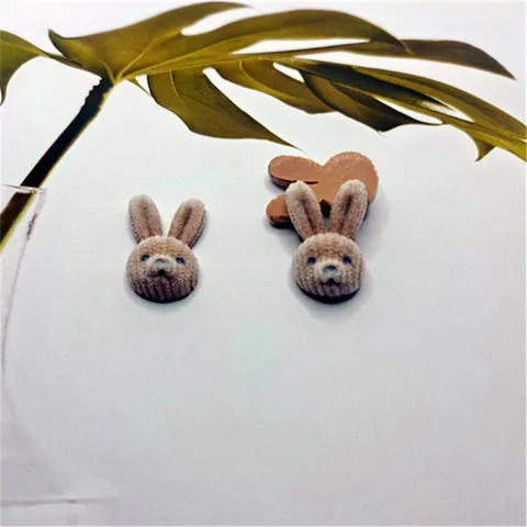 Cartoon Cute Flocked Resin Charms DIY Accessories For Nail Art Jewelry Making Handmade Craft Flocked Bear Rabbit Rainbow Decors