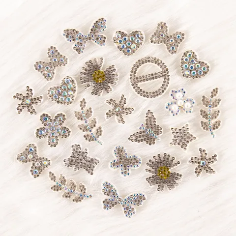 DIY Hot Fix Rhinestone Patches Full Drill Bowknot Bear Flower Star Applique For Clothing Shoes Bags Craft Accessories