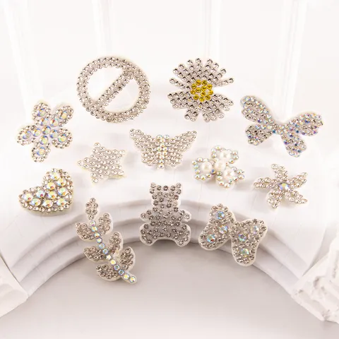 DIY Hot Fix Rhinestone Patches Full Drill Bowknot Bear Flower Star Applique For Clothing Shoes Bags Craft Accessories