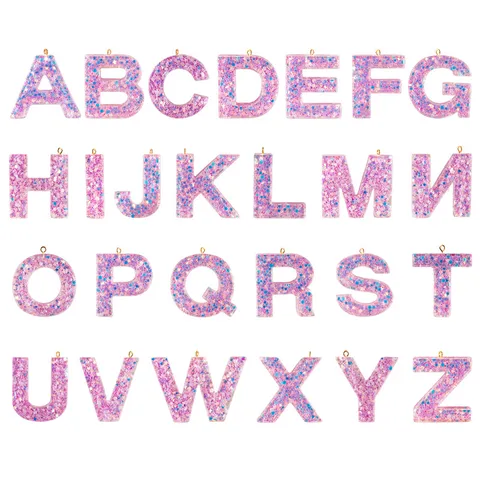 Bunte Glitzer Harz Alphabet Buchstaben Anhänger DIY Epoxidharz Anhänger Schlüsselanhänger Bastelzubehör Für Schmuckherstellung