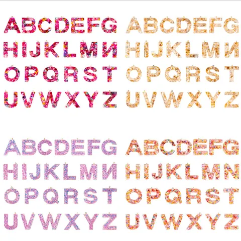 DIY Resin English Letter Pendants Glitter Shell Sequins Alphabet Charms For Handmade Jewelry Craft Making