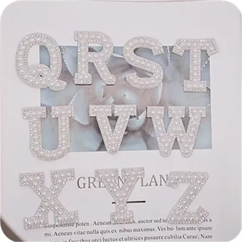 Ecussons Lettres Anglaises DIY Strass Perle Artificielle Applique Pour Vetement Sac Chapeau Decoration Accessoires Artisanat