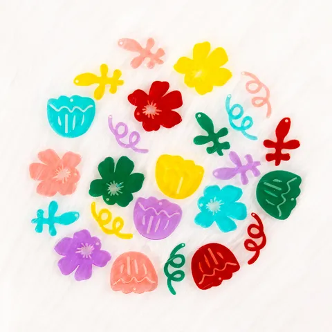 Colorful Acrylic Tulip Flower Leaf Charms DIY Shoe Accessories Craft