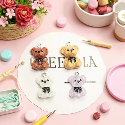 DIY Haritomeno Kartoun Arkouda Ritini Kremasto Charm Accessories Gia Vrachiolei Kolie Kleidiou Kataskevi Kosmima