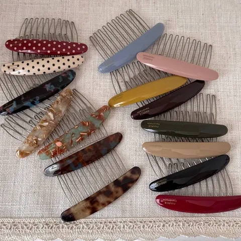 Elegant Acetate Oval Hair Comb Handmade Korean Style Geometric Updo Hair Side Comb Hairpin Headwear For Women Casual Daily Travel Accessory