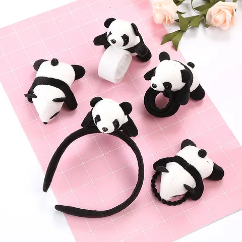 Cute Plush Panda Hair Accessories Unique Cartoon Animal Headband Slap Bracelet Hair Band For Travel Theme Party Decor Unisex