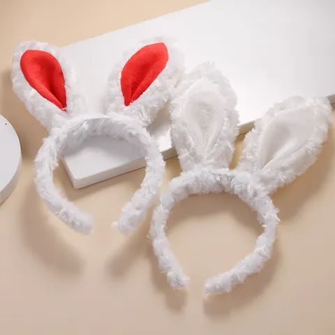 Cute Plush Rabbit Ear Headband For Women Girls Soft Bunny Ears Hair Band For Animal Party Cosplay Costume Accessories